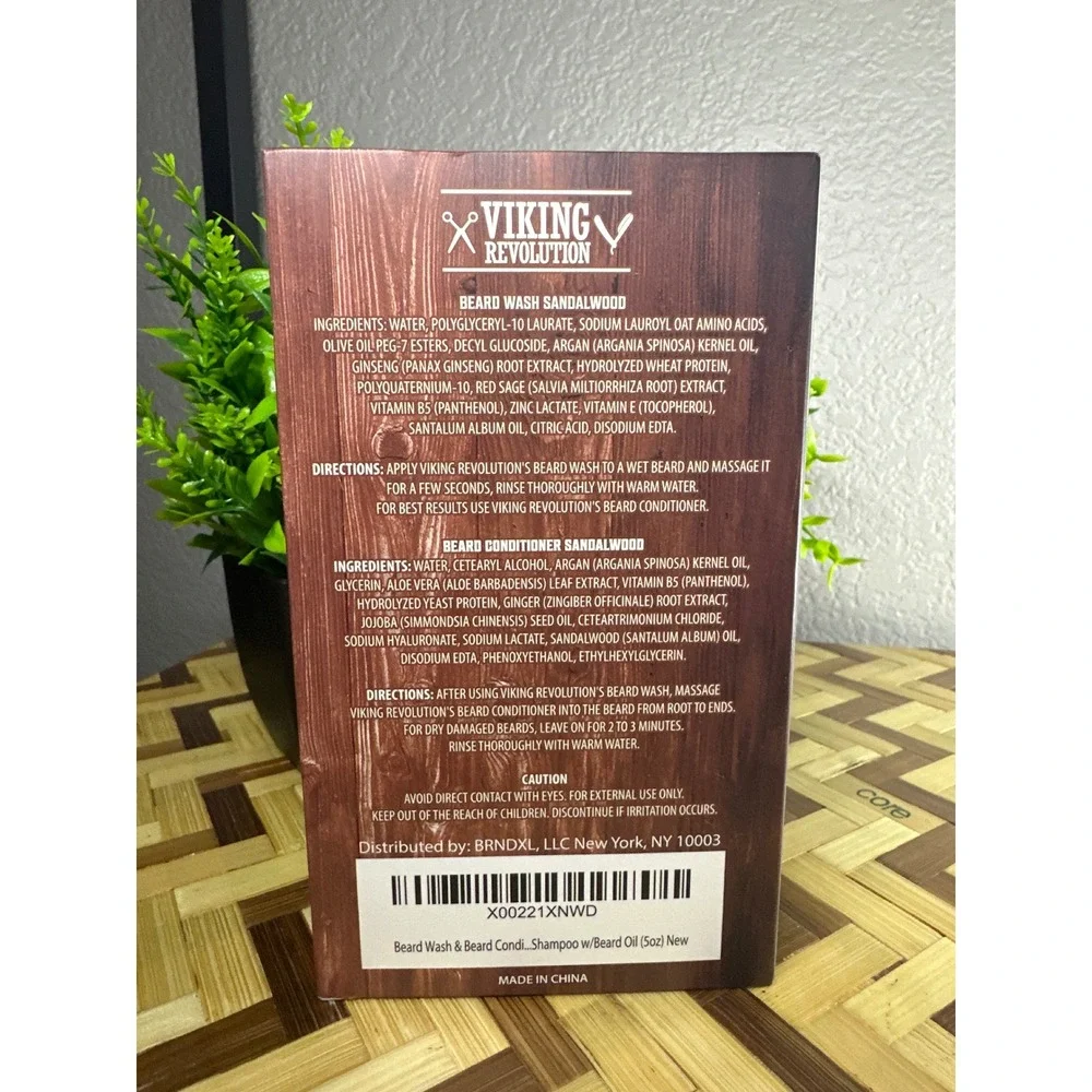 Viking Revolution Sandalwood Beard Wash and Conditioner Set Argan Jojoba 5oz New